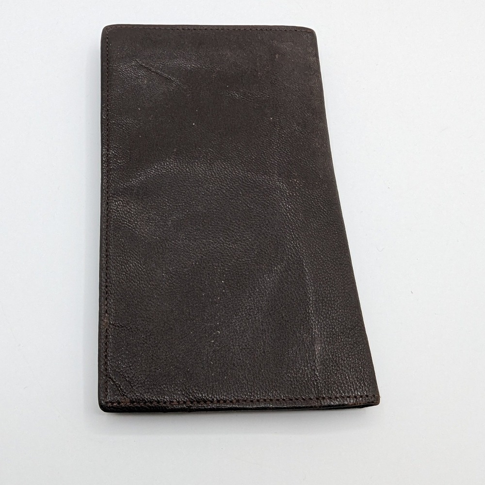 Vintage English Morocco Brown Leather Breast Pocket Wallet Made in Canada Slim
